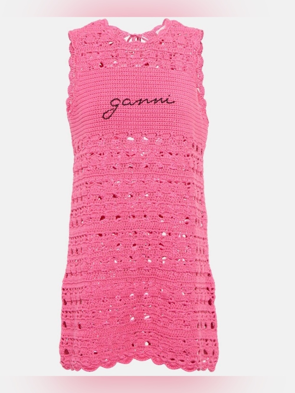 Ganni Crochet Cover Up Tunic in Shocking Pink S - Picture 5 of 15